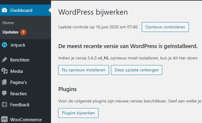 Hoe kan je WordPress updates installeren?